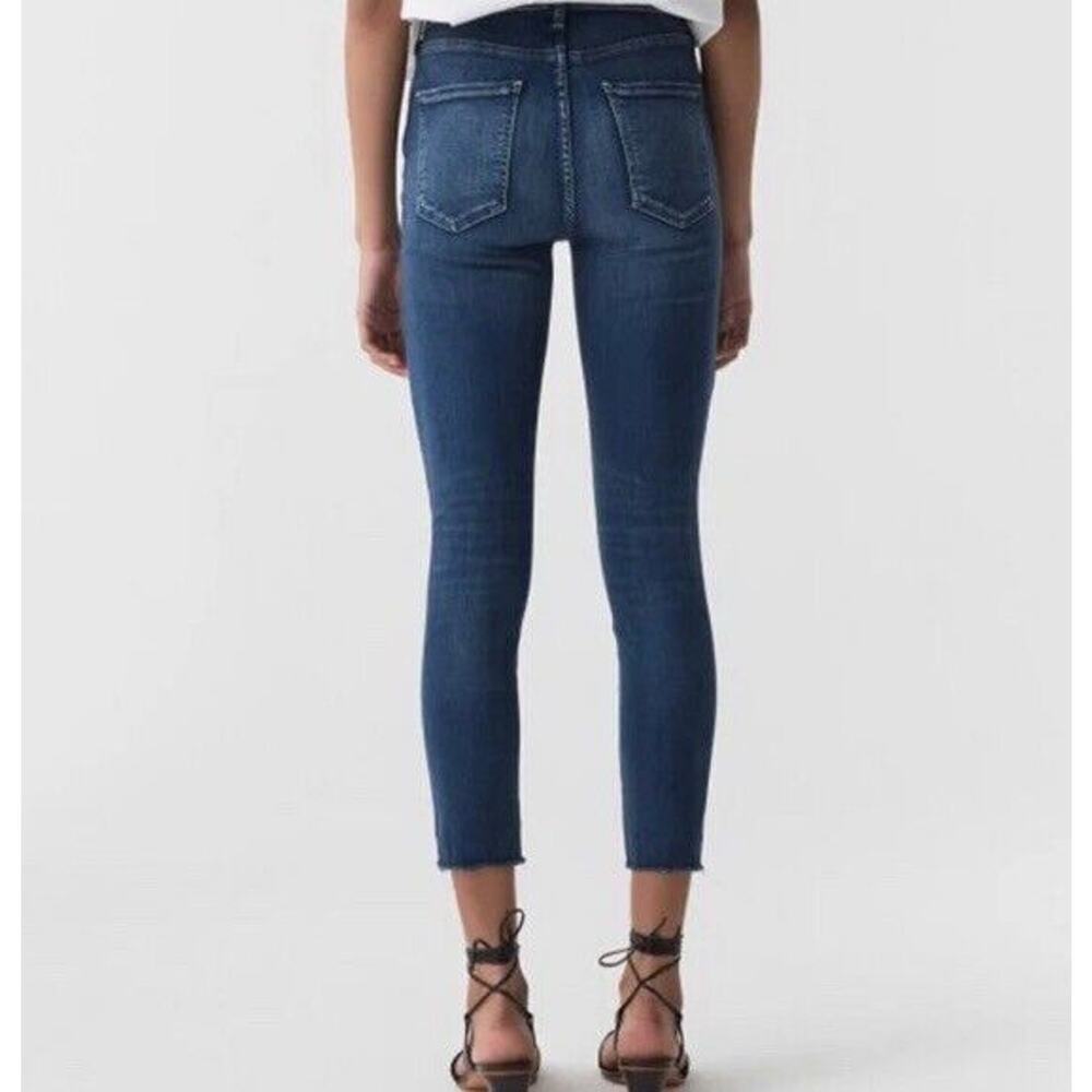 AGOLDE Sophie High Rise Crop Skinny Raw Hem Indigo Jeans Size 28 - Picture 2 of 9